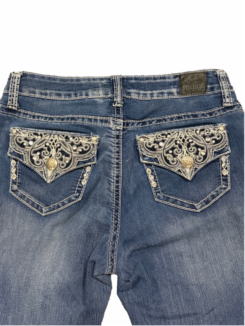 Vintage Love Indigo Bling Capri Jeans Rhinestone Embellished Denim size 8